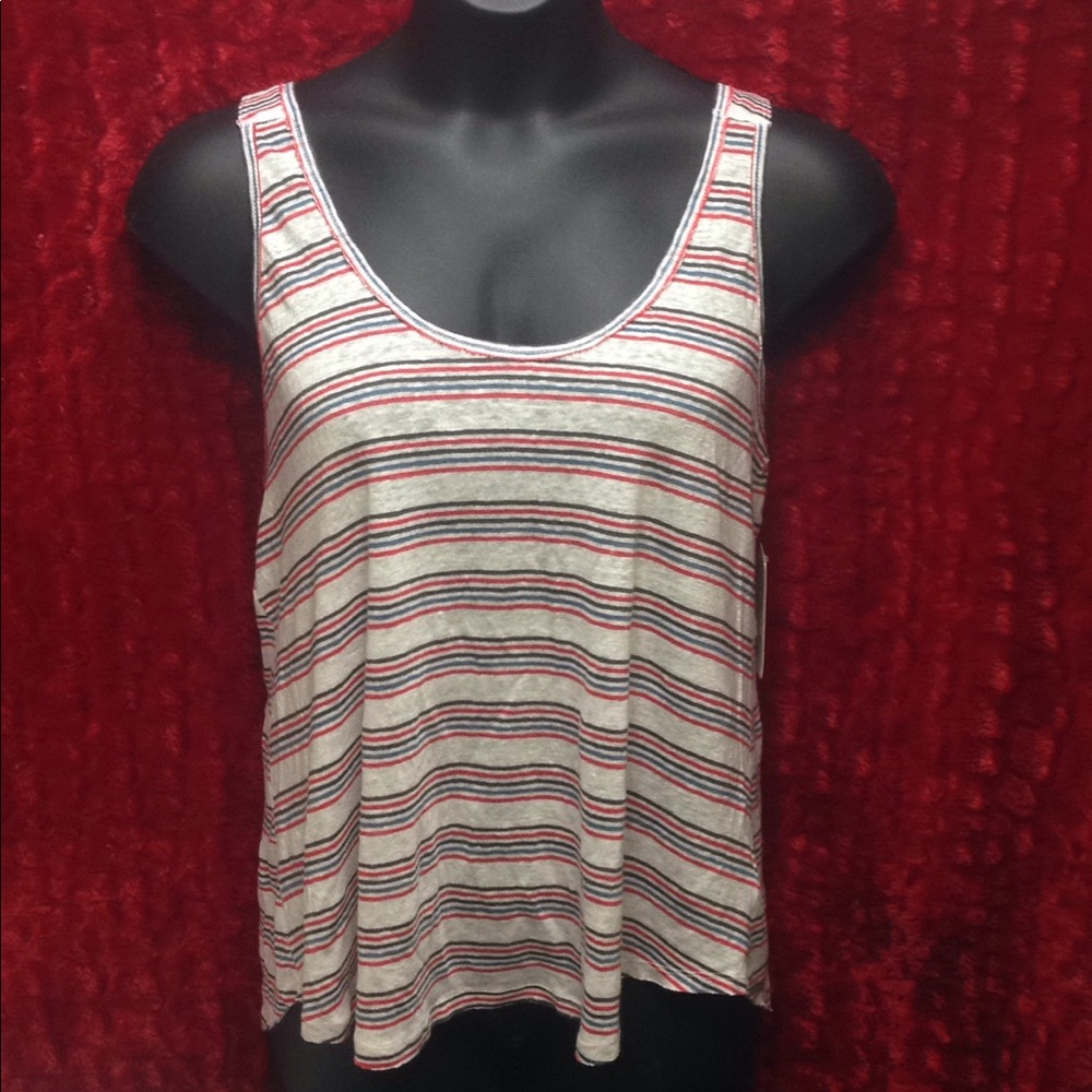 Free people red white blue strip tank top